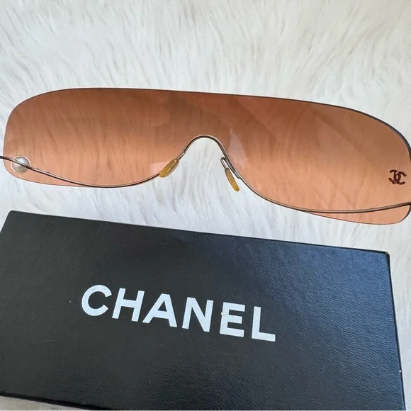 Authentic RARE vintage Chanel 4054 rimless gradient peachy orange sunglasses - Picture 6 of 8